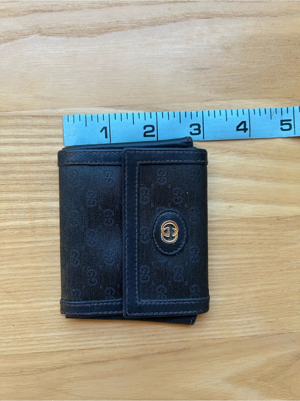 Vintage Gucci Black Card Case Wallet Coin Pouch Coated Canvas Leather Logo - Picture 9 of 9